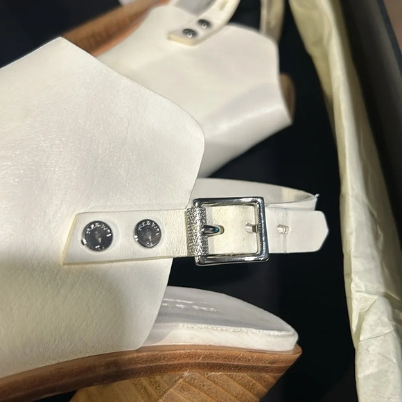 Rag & Bone Women Off White Leather Open Toe Chunky Heel Wyatt Sandal 10.5/41 NIB - Picture 12 of 12